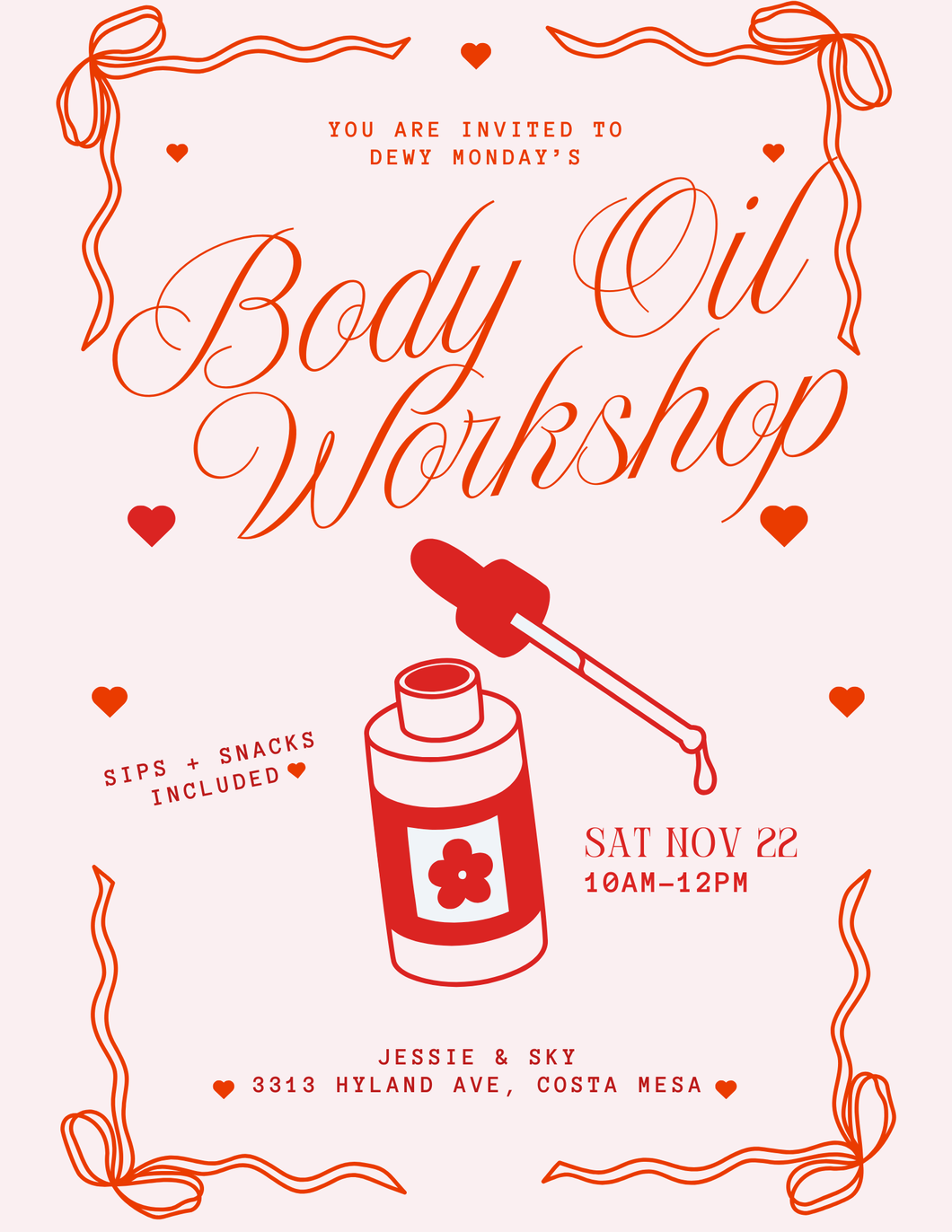 Body Oil Workshop – (Costa Mesa) | Sat, Nov 22nd 10am-12pm